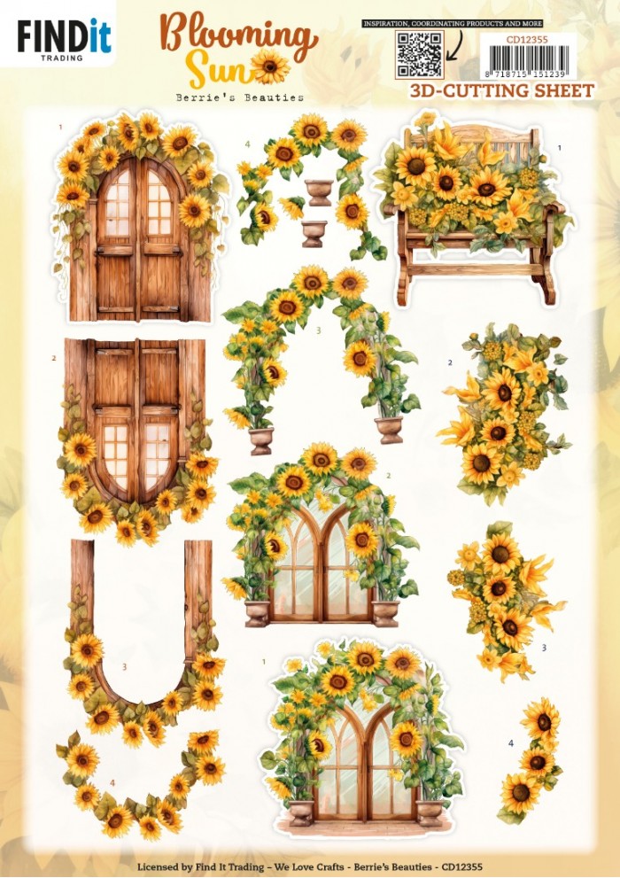 CD12355 3D Cutting Sheet - Berries Beauties - Blooming sun - Rustic Sunlight