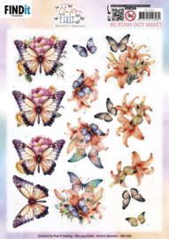 SB11000 3D Push out Sheet - Berries Beauties - Flutter Flair - Orange Flutters