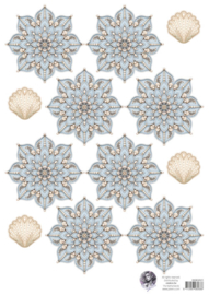 99083/021 Fairybells combi knipvel voor pop-up en decoupage - schelpenbloemen blauw A