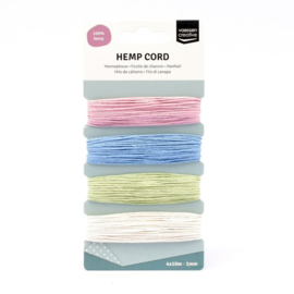 3908-006 Vaessen Creative • Hemp Cord Assortiment 4x10m Lente