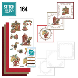 Stitch and Do 164 - Kerst muizen - set voor 3 borduurkaarten