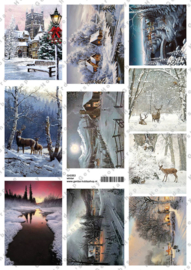 GH3353 Vintage vel - Winterlandschap (9 plaatjes) - Gerda's Hobbyshop