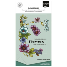 CAR0309 Vaessen Creative - Carla Creaties - Bloom & Zoom - Clear Stamps - Flowers Square Edge