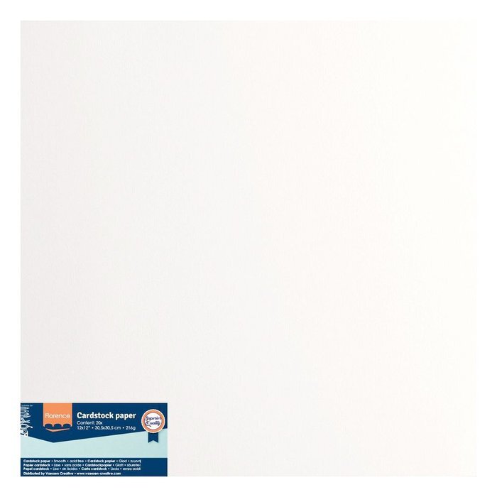 2926-102 Florence - Cardstock Smooth (Glad) 12x12" - Ivory (20 vel) - PAKKETPOST!!