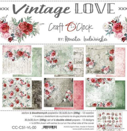 Craft O' Clock - Vintage Love - Paper Collection Set - 30.5 x 30.5 cm - PAKKETPOST!