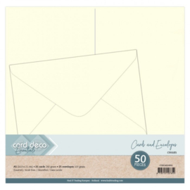 CDECAE10002  A5 Cards And Envelopes 50PK Cream