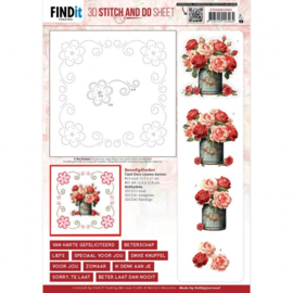 STDOHS10001 3D Stitch and Do Sheet - Berries Beauties - Red Roses 1