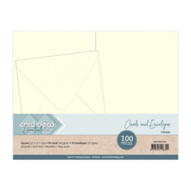 CDECAE10010 Square Cards And Envelopes 135x135 100PK Cream