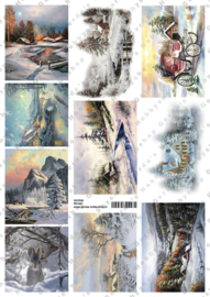 GH3344 Vintage vel - Winterlandschap (9 plaatjes - Gerda's Hobbyshop