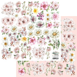 AA-MOS-09   Double-sided paper 30,5x30,5 cm Memory of Spring – Flowers – extras to cut - PAKKETPOST!!