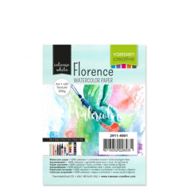 2911-4001 Watercolor Paper - 300 grams - A6 - 20stuks - Intens White - Florence - Vaessen Creative