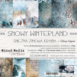 CC-ZS-SW-MM12  Paper Collection Set 20,3x20,3cm Snowy Winterland, Mixed Media, 190 gsm (24 sheets, 12 designs, 4x6 double-sided sheets + bonus design on the cover)