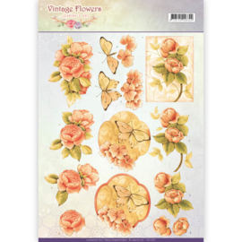 CD11047 Knipvel A4 - Vintage Flowers - Jenine's Art