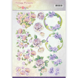 CD11044 Knipvel A4 - Vintage Flowers - Jenine's Art