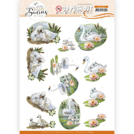 SB10649 3D Push Out - Elegant Swans - Swans Family - Amy Design