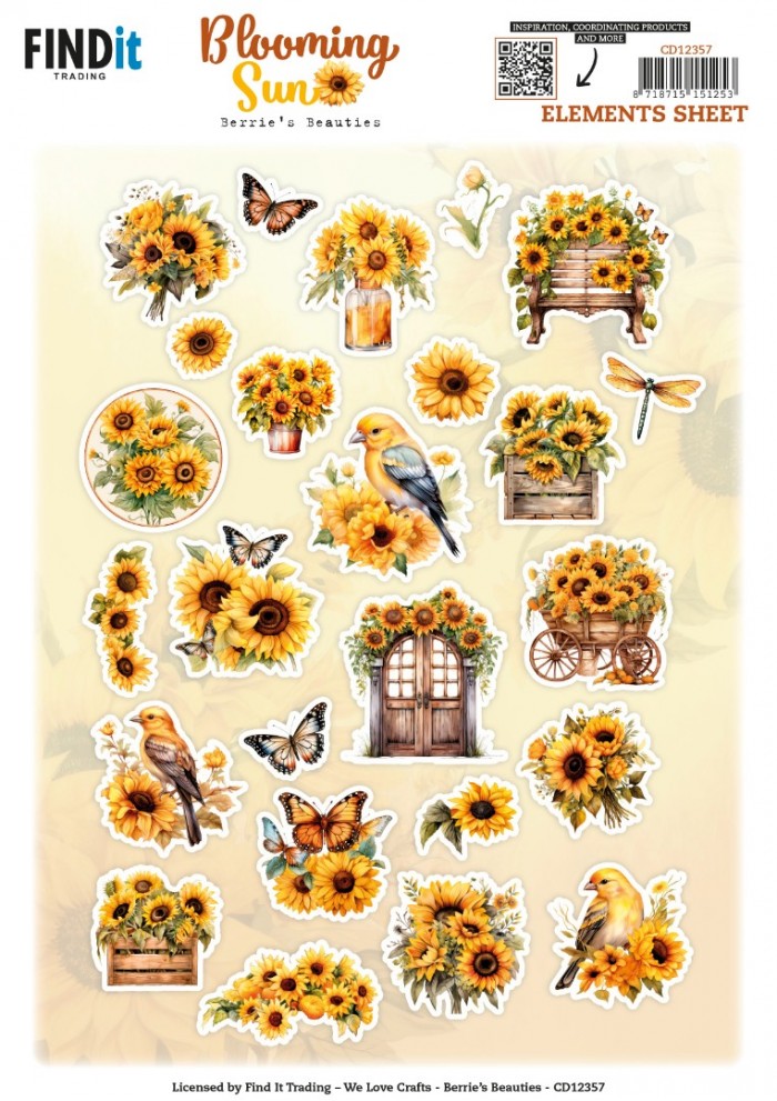 CD12357 Cutting Sheet - Berries Beauties - Blooming sun - Small Elements