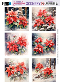 BBSC10068 Scenery Push out - Berries Beauties - Poinsettia - Square