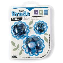 42057-6 Glitter brads 3 verschillende maten - Blue - 42 stuks - We R Memory Keepers