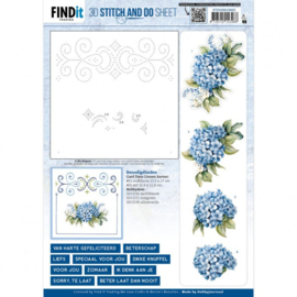 STDOHS10003 3D Stitch and Do Sheet - Berries Beauties - Blue Hydrangeas 1