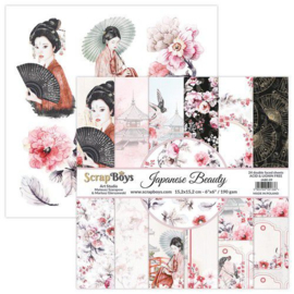 ScrapBoys Japanese Beauty paperpad 24 vl+cut out elements-DZ JABE-09 190gr 15,2x15,2cm