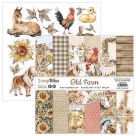 ScrapBoys Old Farm paperpad 12 vl+cut out elements-DZ OLFA-10 190gr 20,3x20,3cm