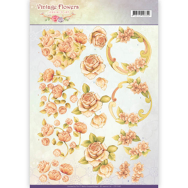 CD11045 Knipvel A4 - Vintage Flowers - Jenine's Art