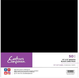 CC-SBCP-12 Crafter's Companion - 12"x12" (30x30 cm) Smooth Black Card Pack - 50 st. - PAKKETPOST!!