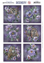 CDS10084 A4 Scenery - Yvonne Creations  Aquarella - Owls and Flowers Square