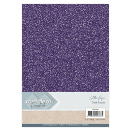 CDEGP001 Glitterkarton A4 250gr - Donker Paars  - 6 stuks - Card Deco