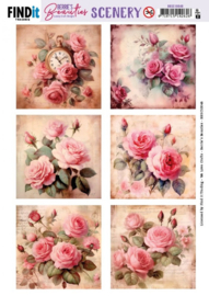 BBSC10048 Push-Out Scenery - Berries Beauties - Pink Roses - Square