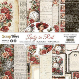 ScrapBoys - Paperpad 20,5 x 20,5 cm - Lady in Red LARE-10