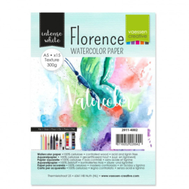 2911-4002 Watercolor Paper - 300 grams - A5 - 15stuks - Intens White - Florence - Vaessen Creative