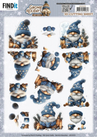 CD12376 3D Cutting Sheet - Berries Beauties - Gnomie Holidays - Blue