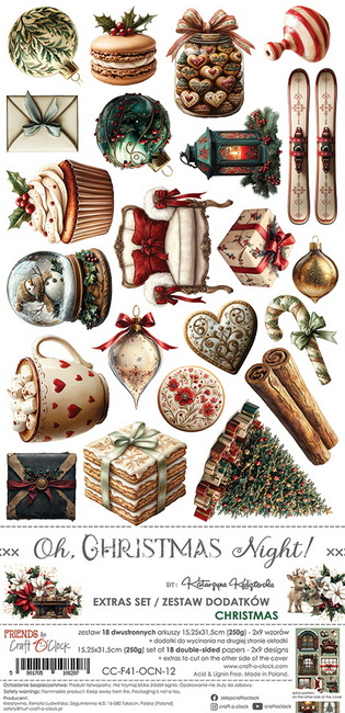 CC-F41-OCN-12 Craft O Clock Extras Set Christmas 15x30 cm Oh Christmas Night