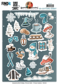 CD12101 Cutting Sheet - Yvonne Creations - Small Elements Winter Gnomes