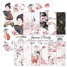ScrapBoys Japanese Beauty paperset 12 vl+cut out elements-DZ JABE-08 190gr 30,5x30,5cm - PAKKETPOST!