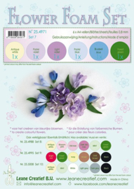 25.4971 Flower Foam Set 7 - 0.8mm. pastel blue/violet colours