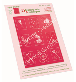35.9402 - 3D emb. folder met snijmal voor postzegels, Hobby