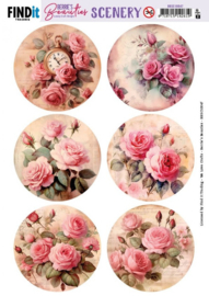 BBSC10047 Push-Out Scenery - Berries Beauties - Pink Roses - Round