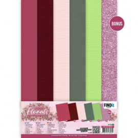 Linen Cardstock Pack - Amy Design - Pink Florals - A4 -