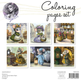 Fairybells Coloring Pages kleurplaten Set 5 (20x20 cm) met ingekleurd voorblad