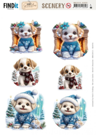 BBSC10115 - HJ247 Scenery Push out - Berries Beauties - Christmas Dog (Gratis vel HJ247)