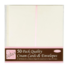 Tall Cards & Envelopes Cream (50pk) (ANT 1513021)