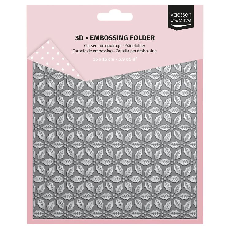 3625-0112 Vaessen Creative - 3D Embossing Folder Hulstbladeren 15x15cm