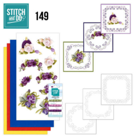 Stitch and Do 149 - Bloemen - Compleet set voor 3 borduurkaarten