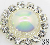 Rhinestone met parel 18mm - Wit AB (38) - per stuk