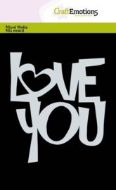 185070/0172 CraftEmotions Mask stencil - Tekst LOVE YOU A6 (EN) Carla Creaties