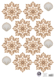 99083/020 Fairybells combi knipvel voor pop-up en decoupage - schelpenbloemen beige A