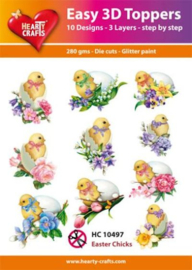 Hc10497 Easter Chicken - Easy 3D Toppers met glitter - 10 stukw