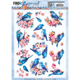 CD12124 3D Cutting Sheets - Berries Beauties - Happy Blue Birds - Birds In Pink